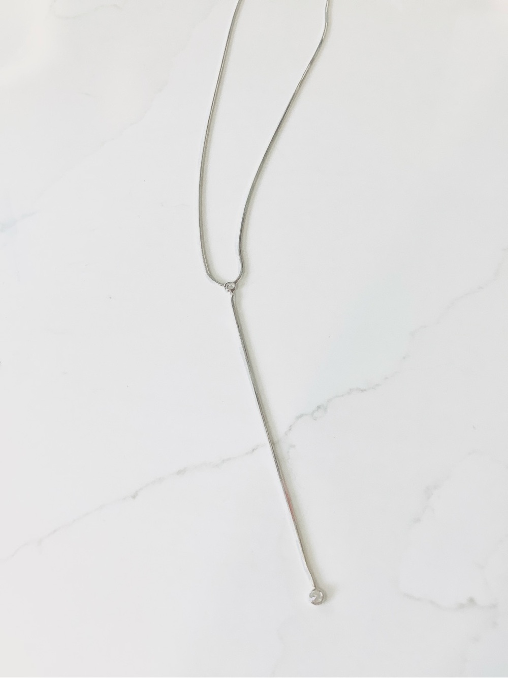 Classic Silver Y-Necklace with Drop Charm - Women Jewelry